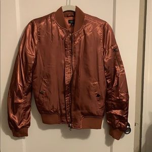Topshop Satin pink/copper bomber jacket